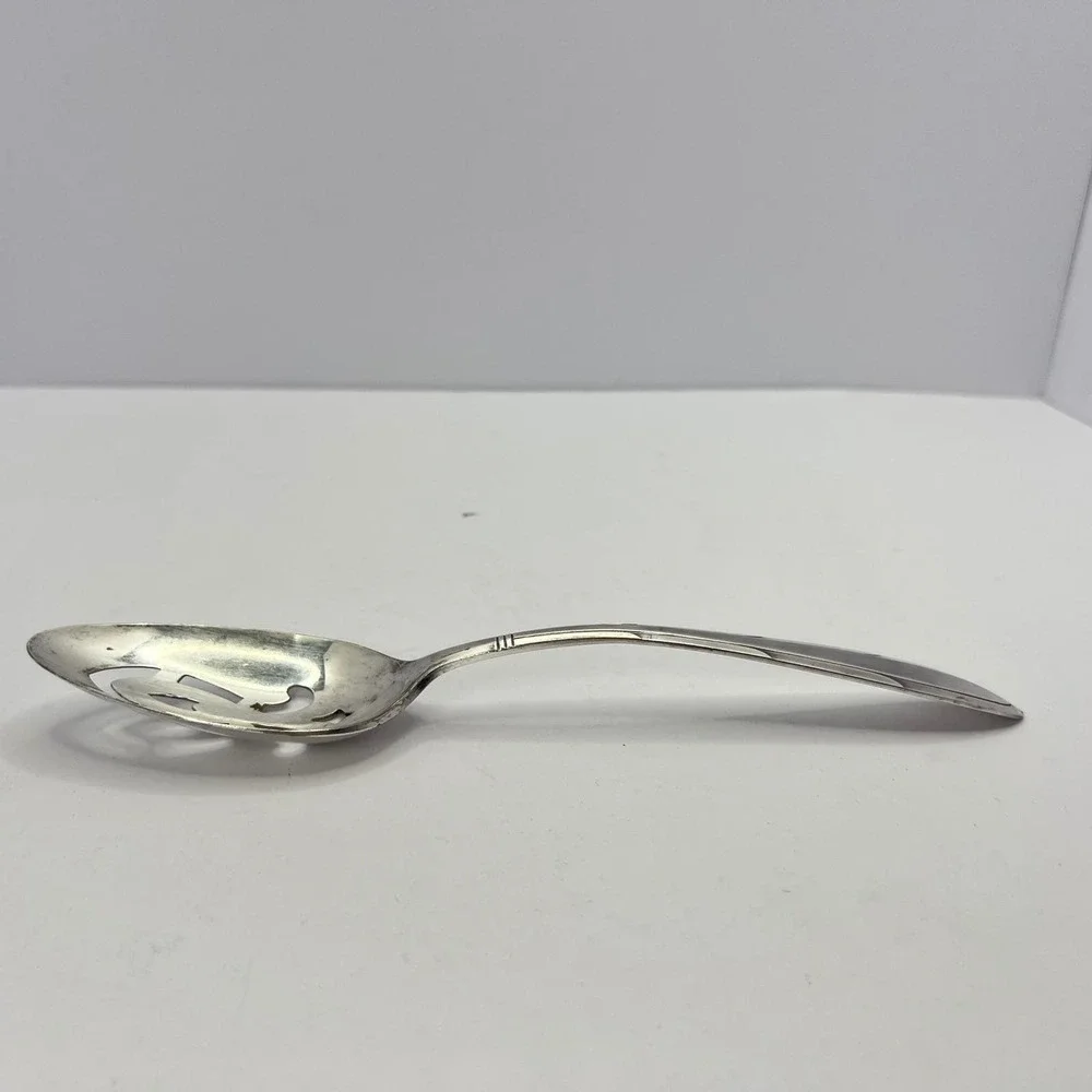 Reverie Pierced Serving Spoon Nobility Plate Silverplate‎ 1937 Art Deco Flatware